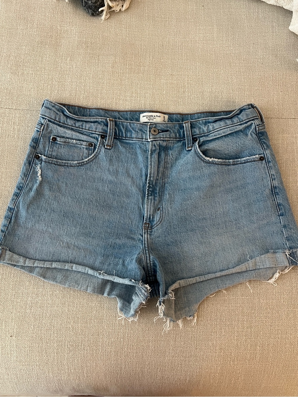 Abercrombie & Fitch Light Blue High-Rise Mom Shorts